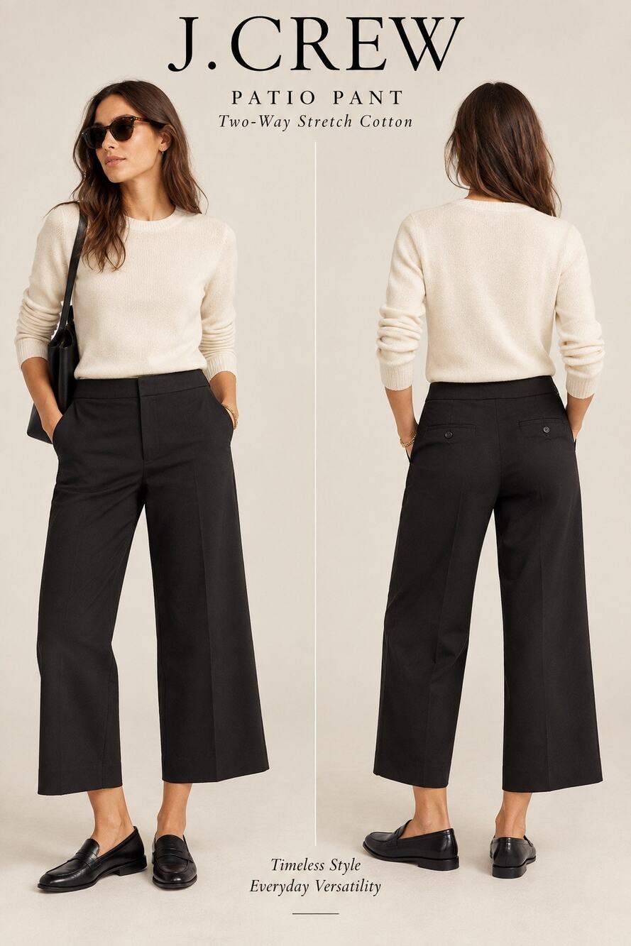 90s Minimalist Quiet Luxe Office Siren J.Crew Patio Cropped Wide Leg Pants Black